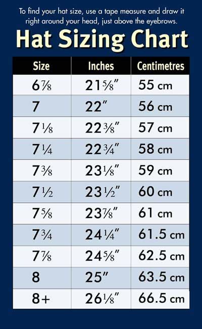 hat sizes chart uk